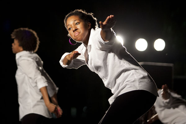 Members of the University of Miami Soul Steppers dance during Gospel Explosion, which is hosted by United Black Students each year as part of Black Awareness Month. The event featured several local groups that celebrated gospel through music and dance. Charlotte Cushing // Contributing Photographer