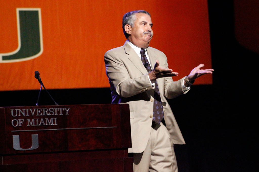 New York Times columnist Thomas Friedman gives a speech about technology and globalization at the New Student Convocation during Orientation on Wednesday.
