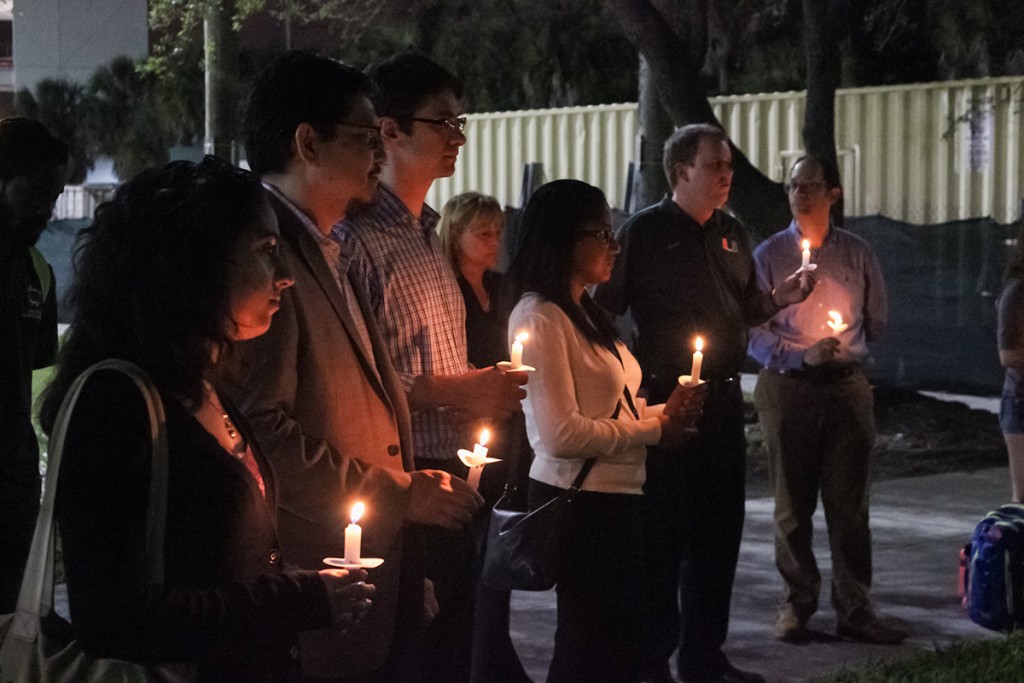 Members of the UM community gathered outside of Stanford Residential College on Monday night and held a candlelight vigil in remembrance of Frederik Westerberg. Giancarlo Falconi // Staff Photographer