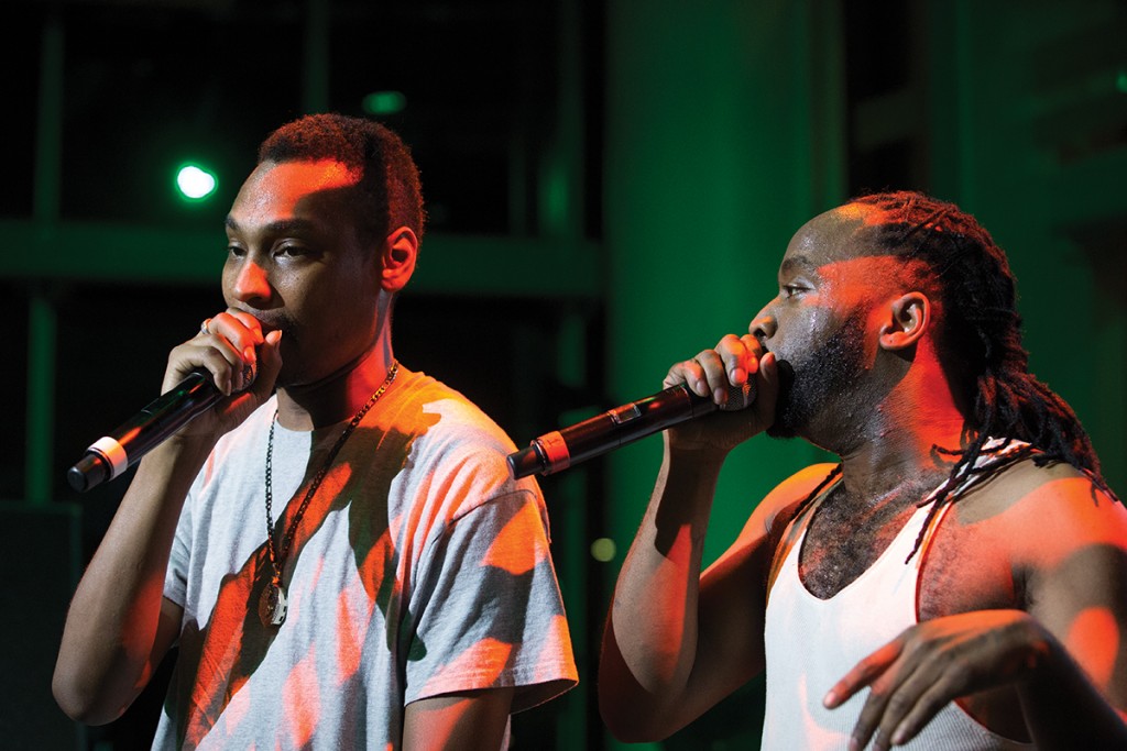 Yin Yang Twins D-Roc and Kaine perform during Friday night’s concert held at the Rathskeller. Matthew Trabold // Staff Photographer
