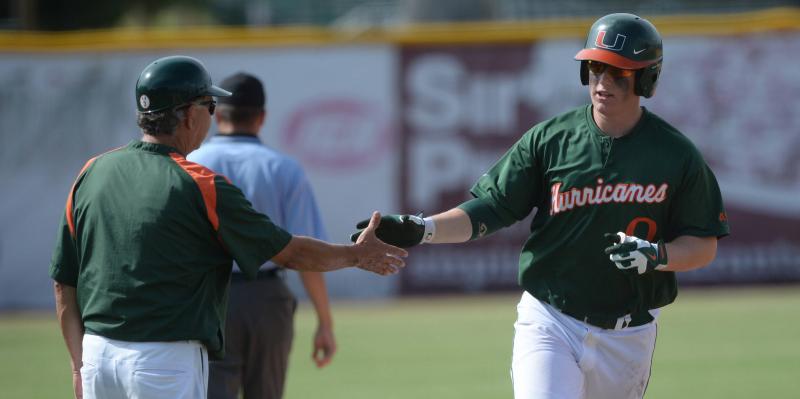 Sophomore Zack Collins rounds the bases. He had the winning run in Saturday’s game. Photo courtesy hurricanesports.com.