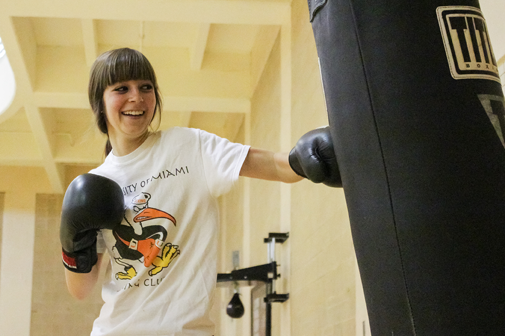 Boxing club president Teresa Browning  poses for a portrait in the Wellness Center. Hallee Meltzer // Assistant Photo Editor  