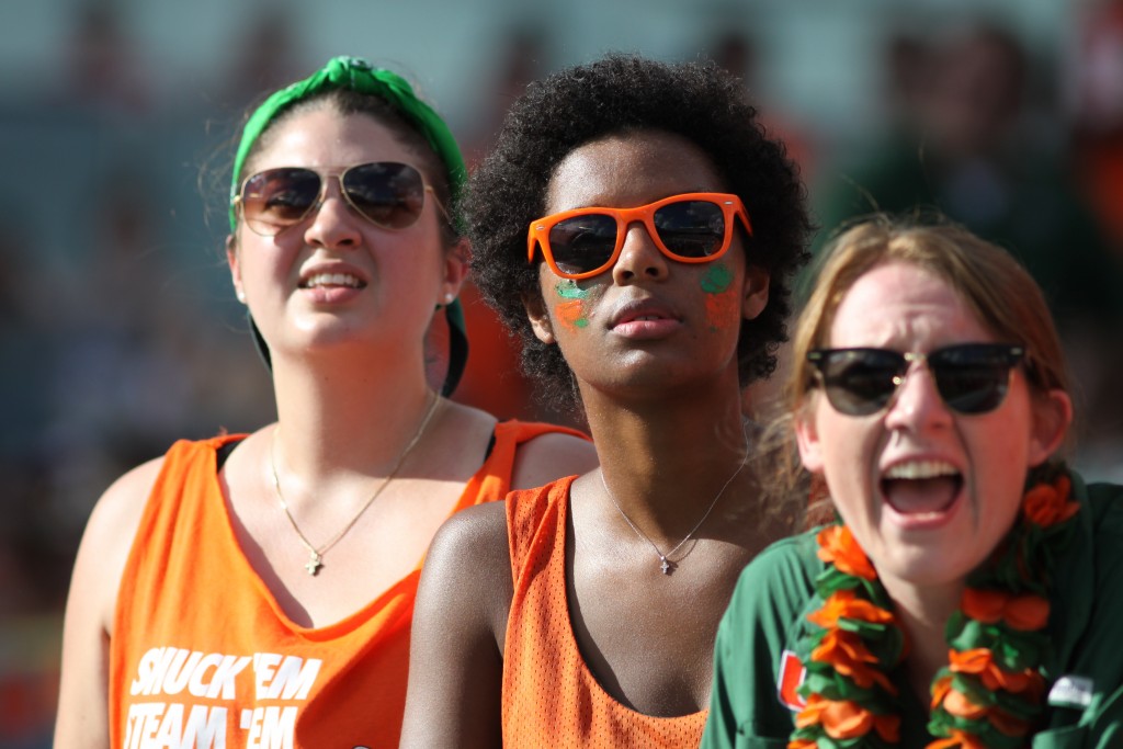 UM students watch as the Canes take on the Cornhuskers at Sun Life Stadium. Hallee Meltzer // Photo Editor