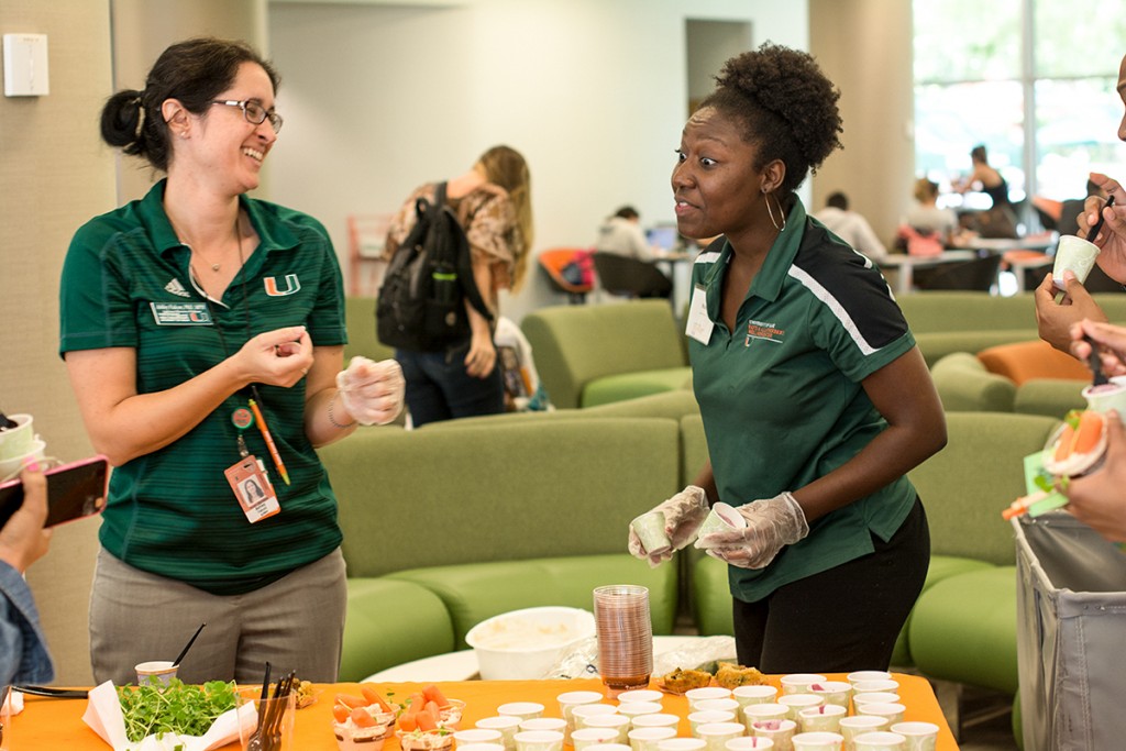 On Thursday, Green Club, Butler Center and University of Miami Civic Community and Engagement came together to host Fair Food Fair. Students had the opportunity to learn and sample healthy food and smoothies. Alisha Kabir // Staff Photographer