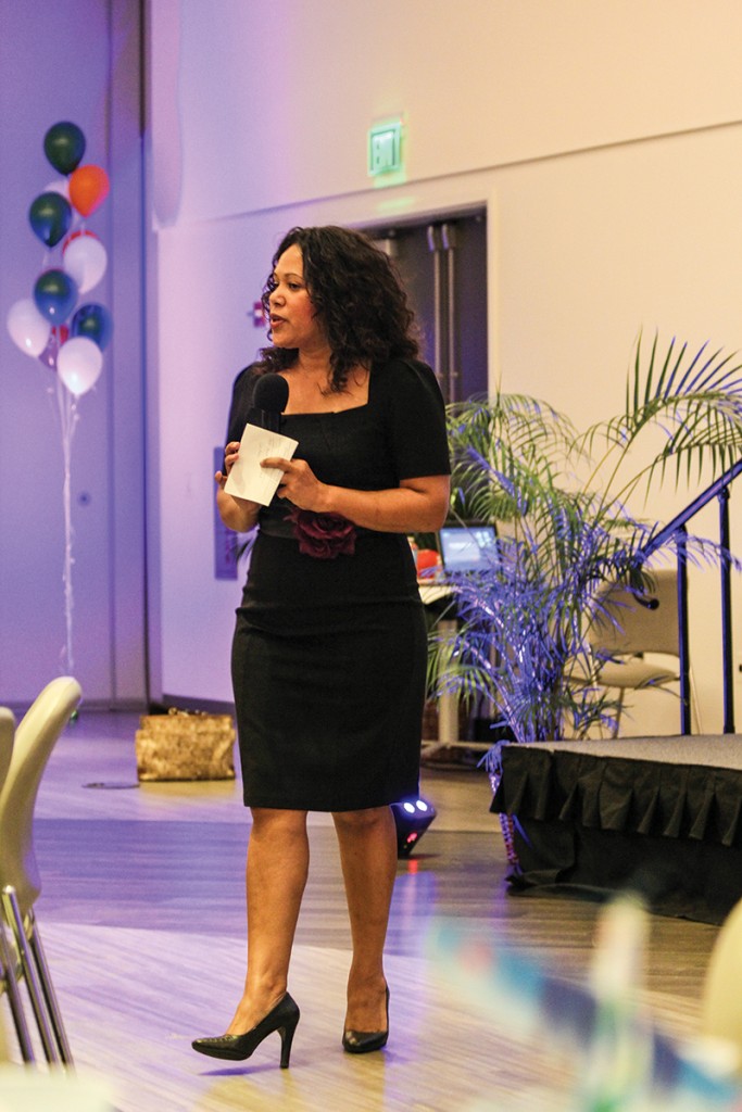 Cecilia Gutierrez, CEO of Miami Children’s Initiative, speaks during the Women's Leadership Symposium in the Shalala Student Center Saturday morning. Erum Kidwai // Staff Photographer