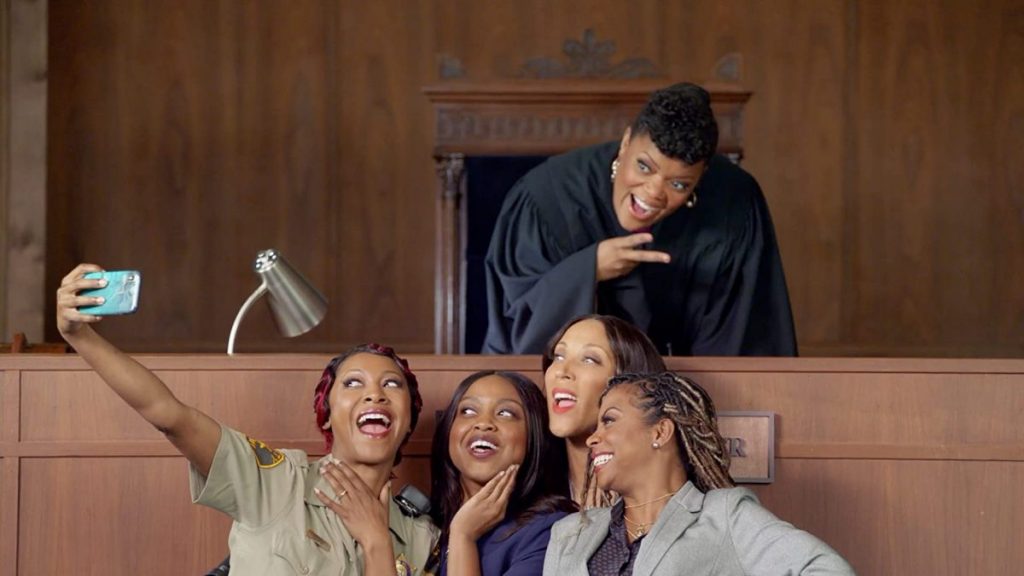 Yvette Nicole Brown, Robin Thede, Gabrielle Dennis, Bresha Webb and Quinta Brunson in season one, episode six of "A Black Lady Sketch Show"– "Born at Night, But Not Last Night."