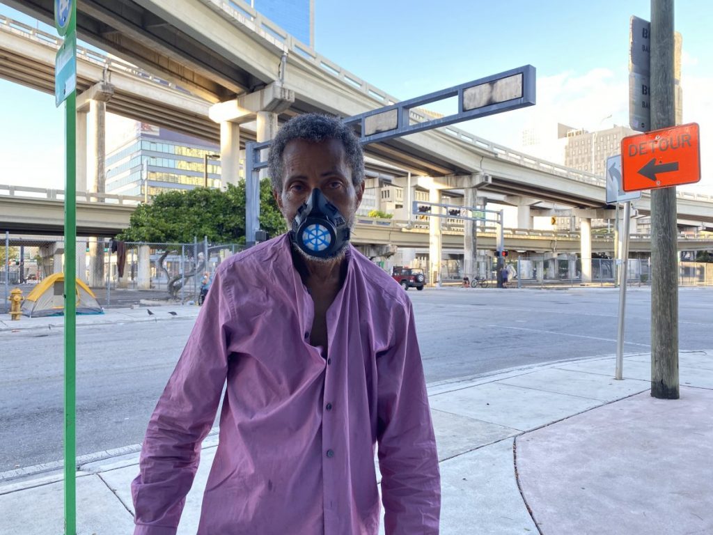 A short walk away from their Brickell apartment, the Levine brothers distributed masks on Sunday, May 4.
