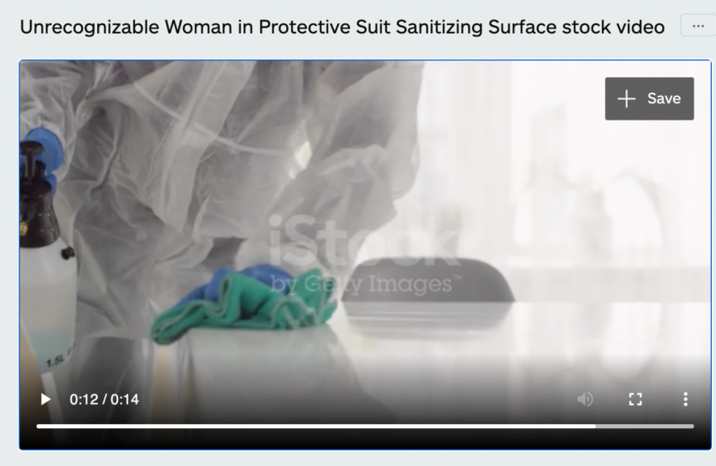 One of the stock videos featured in the covid-19 module that highlights the disinfection process on campus