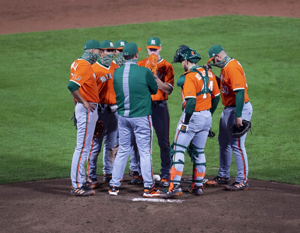 The Gators beat the Hurricanes 7-5 in Game 1 of their three game opening series at McKethan Field at the new Florida Ballpark in Gainesville, Florida on Friday, February 19, 2021.