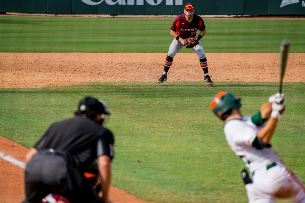The Hurricanes lost two of three games to the Virginia Tech Hokies at Mark Light Field from Feb. 26-28.
