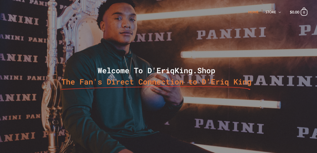 A screenshot taken of D'Eriq King's newly launched website, D'EriqKing.Shop.