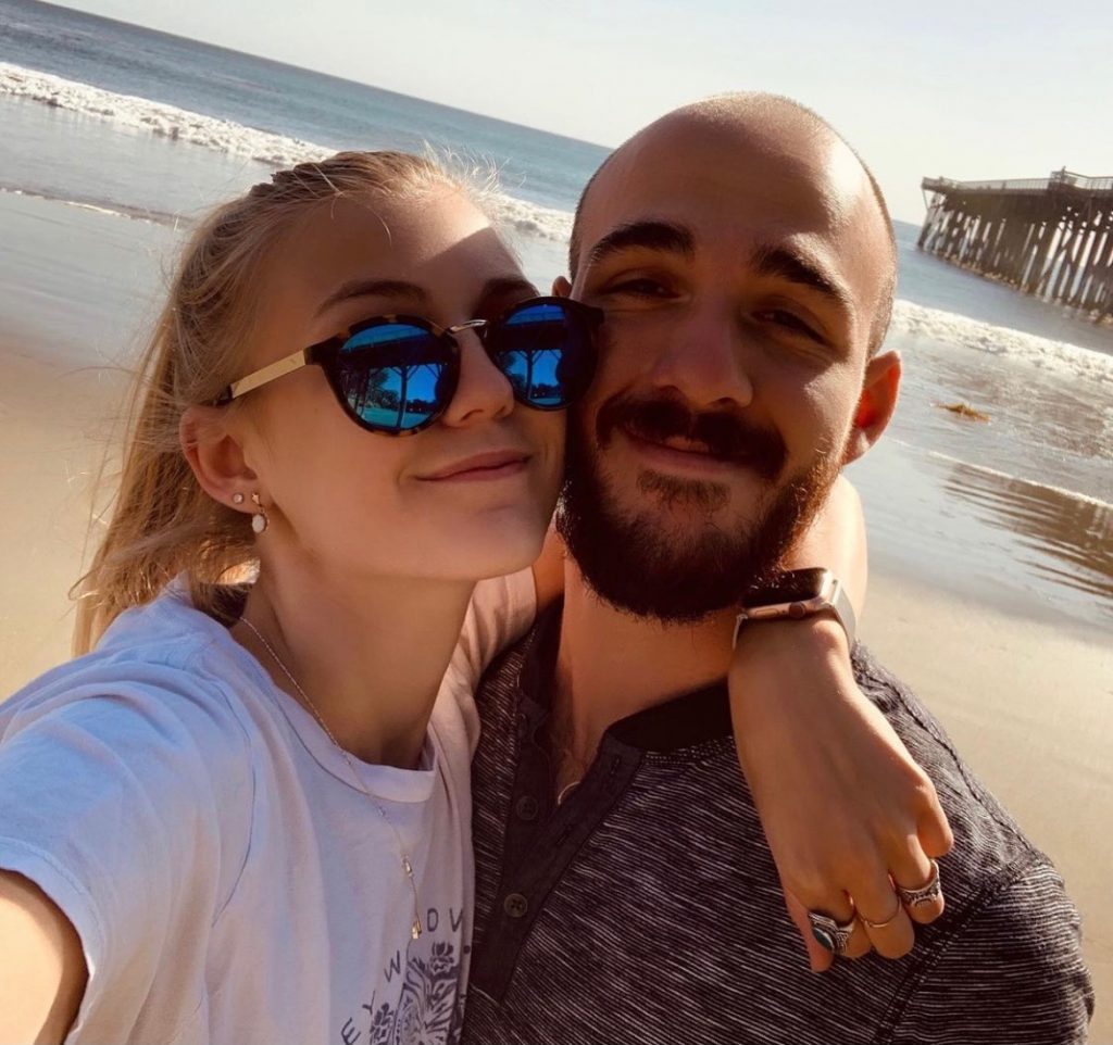 Gabby Petito (left) with fiancé Brian Laundrie (right) celebrating their one year anniversary on Instagram in March 2020