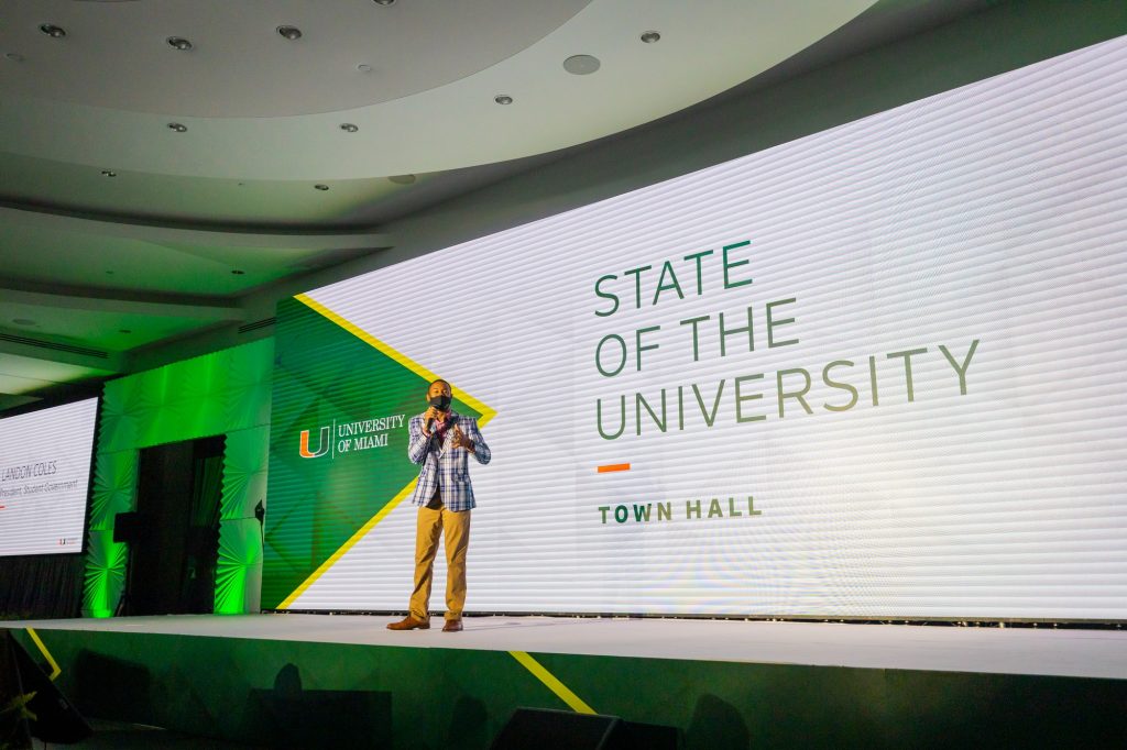 Student Government President Landon Coles reflected on UM's response to COVID-19, the Black Lives Matter movement and the return of fully in-person learning during Tuesday's town hall.