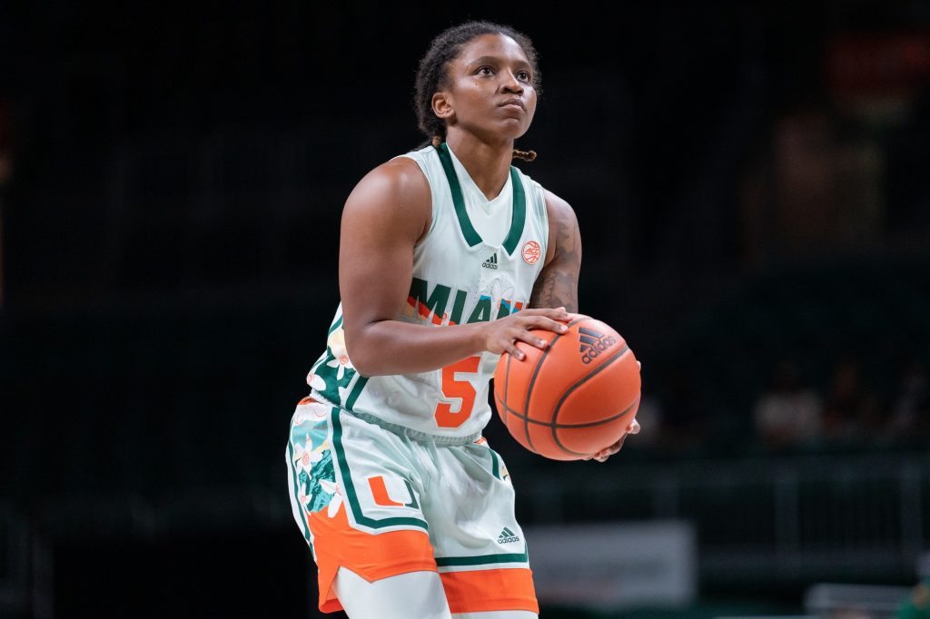 Senior guard Mykea Gray prepares to shoot a free throw during the first quarter of Miami’s game versus Pittsburgh in The Watsco Center on Feb. 17, 2022.