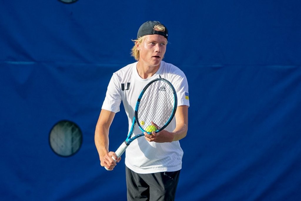 Freshman Casper Christensen preparing for a serve during Miami's match against Florida on May 7. at the Alfred A. Ring Tennis Complex in Gainesville, Fla.