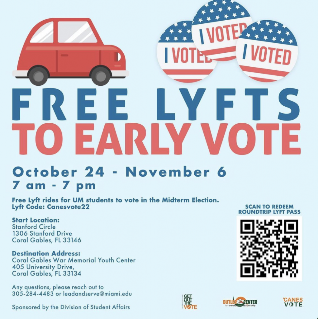 Information About Free Rides to Early Voting Polling Places by GOTV. Credit: @umgtov