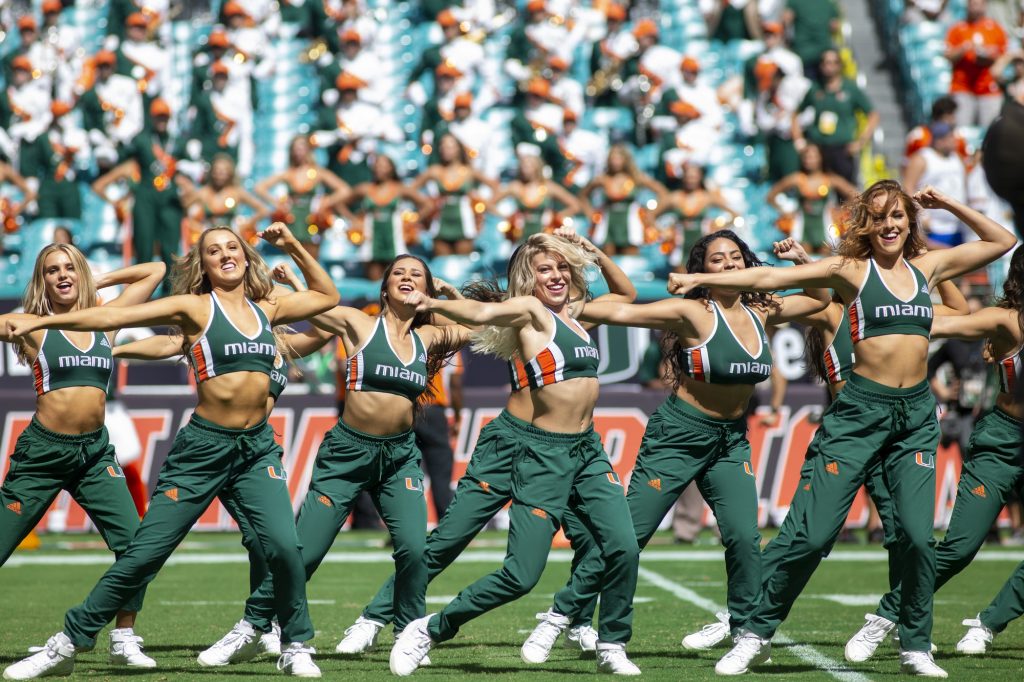 The Sunsations perform during the second quarter of Miami’s game against Duke on Saturday, Oct. 22 at Hard Rock Stadium.