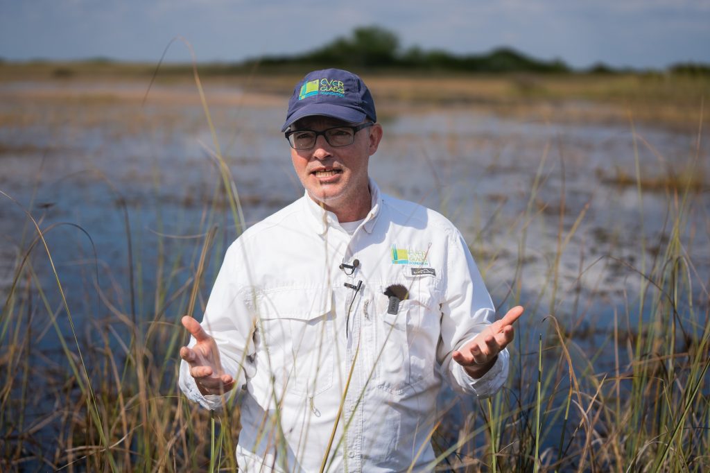 Steve Davis, chief science officer of The Everglades Foundation, speaks about peat soil during a media tour Friday, Feb 24. The Everglades Foundation works to restore and protect the Florida Everglades.