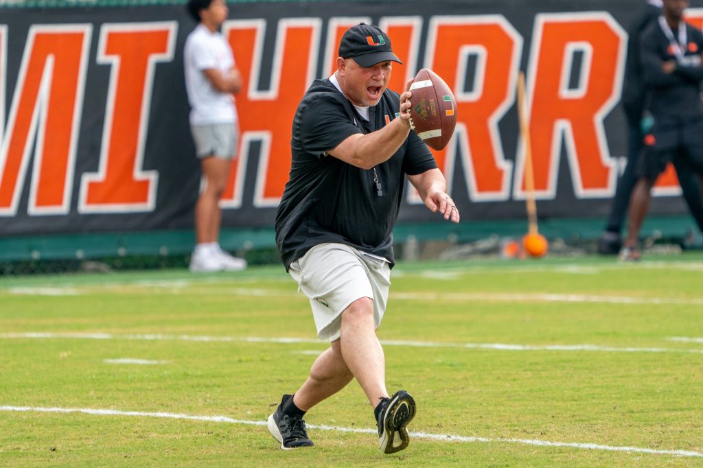 Defensive Coordinator Lance Guidry coaches players during a drill at Spring Practice at the Greentree Practice Fields on March 4, 2023.