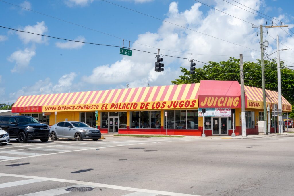The SW 16 & 27 Ave location of El Palacio de los Jugos, one of ten locations of the Miami based Cuban chain.