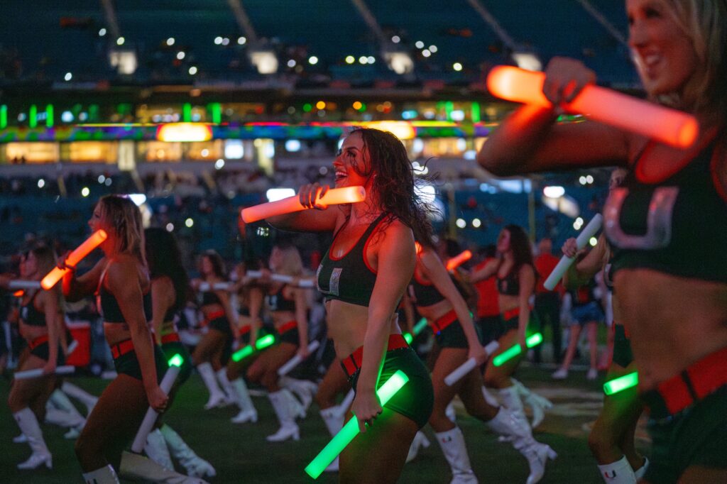 The Sunsations perform before the start of the fourth quarter of Miami’s game versus Bethune Cookman at Hard Rock Stadium on Sept. 14, 2023.