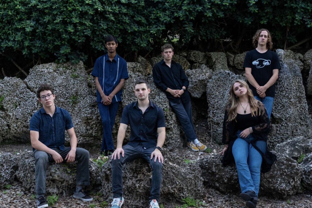 Double Take band members (from left to right): Benji Dienstfrey, Sameer Kumar, Max Levy, Tucker Motyka, Alexys Dowling and Jason Fieler.