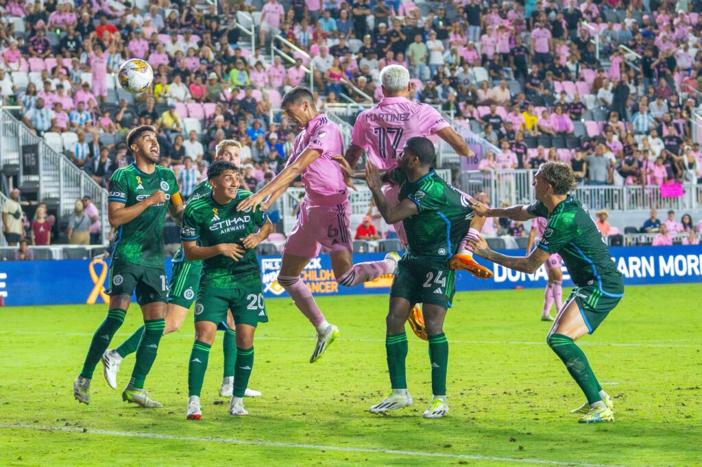 Miami defender Tomás Avilés scores a goal in the final minutes of Inter Miami’s match versus New York City FC at DRV PNK Stadium on Sept. 30, 2023.