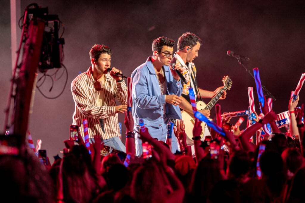 Jonas Brothers perform at their 4th of July Show taping in Cleveland, Ohio on June 27, 2021.