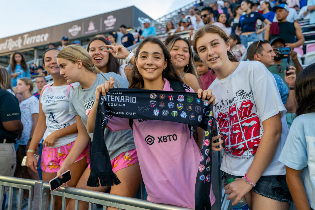 Fans show their support after the USWNT match versus China PR at DRV PNK Stadium on Dec. 2, 2023.