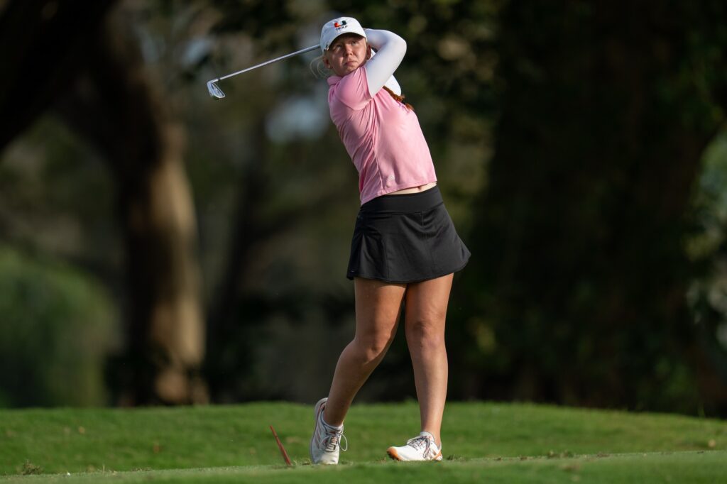 Freshman Rebekah Gardner practices at the Biltmore Golf Course on Jan. 25, 2023.