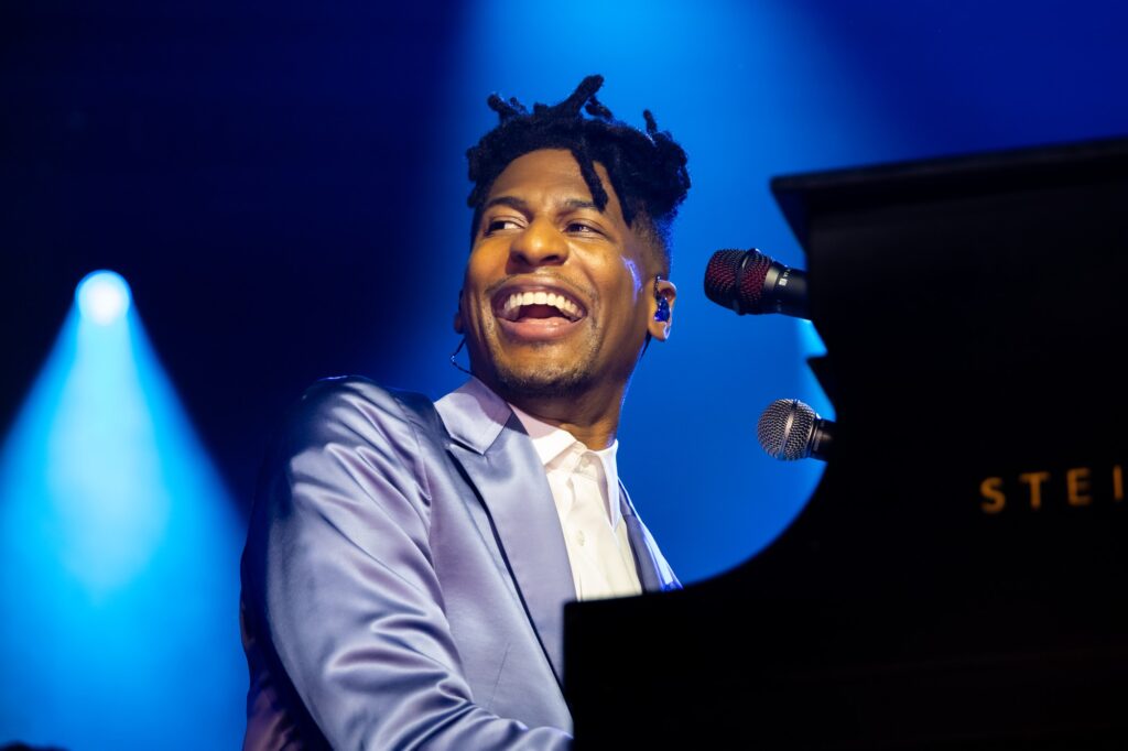 Jon Batiste performs at the Montreux Jazz Festival in Miami at the Bayshore Club on Saturday, March 2.